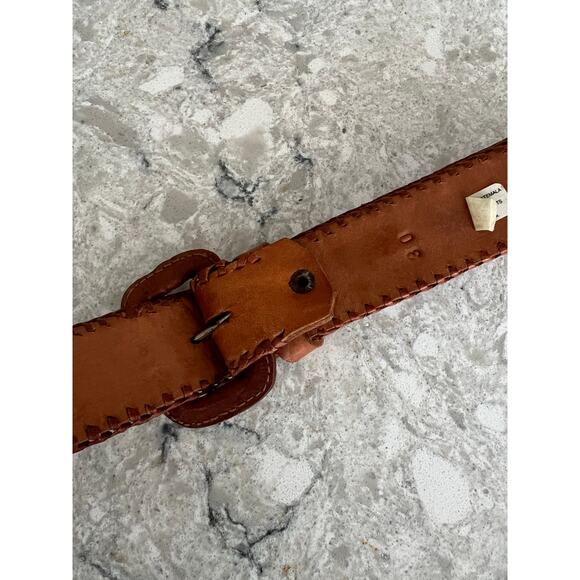 Vintage Boho Artsy Embroidered Genuine Leather Belt Multicolored Size 30 JL - Picture 4 of 8